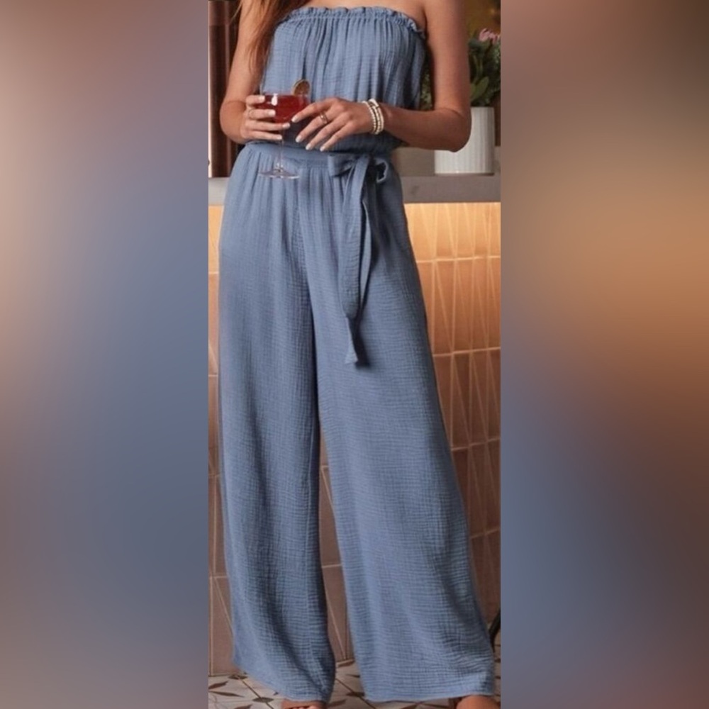 Evereve Slate Blue Wide-Leg Women’s Romper